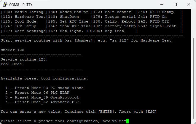 Operating Mode Selection