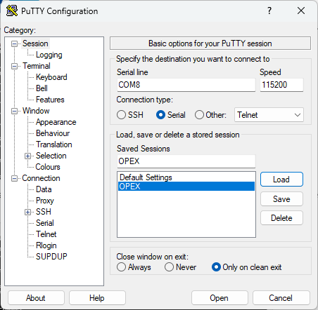 PuTTY Configuration