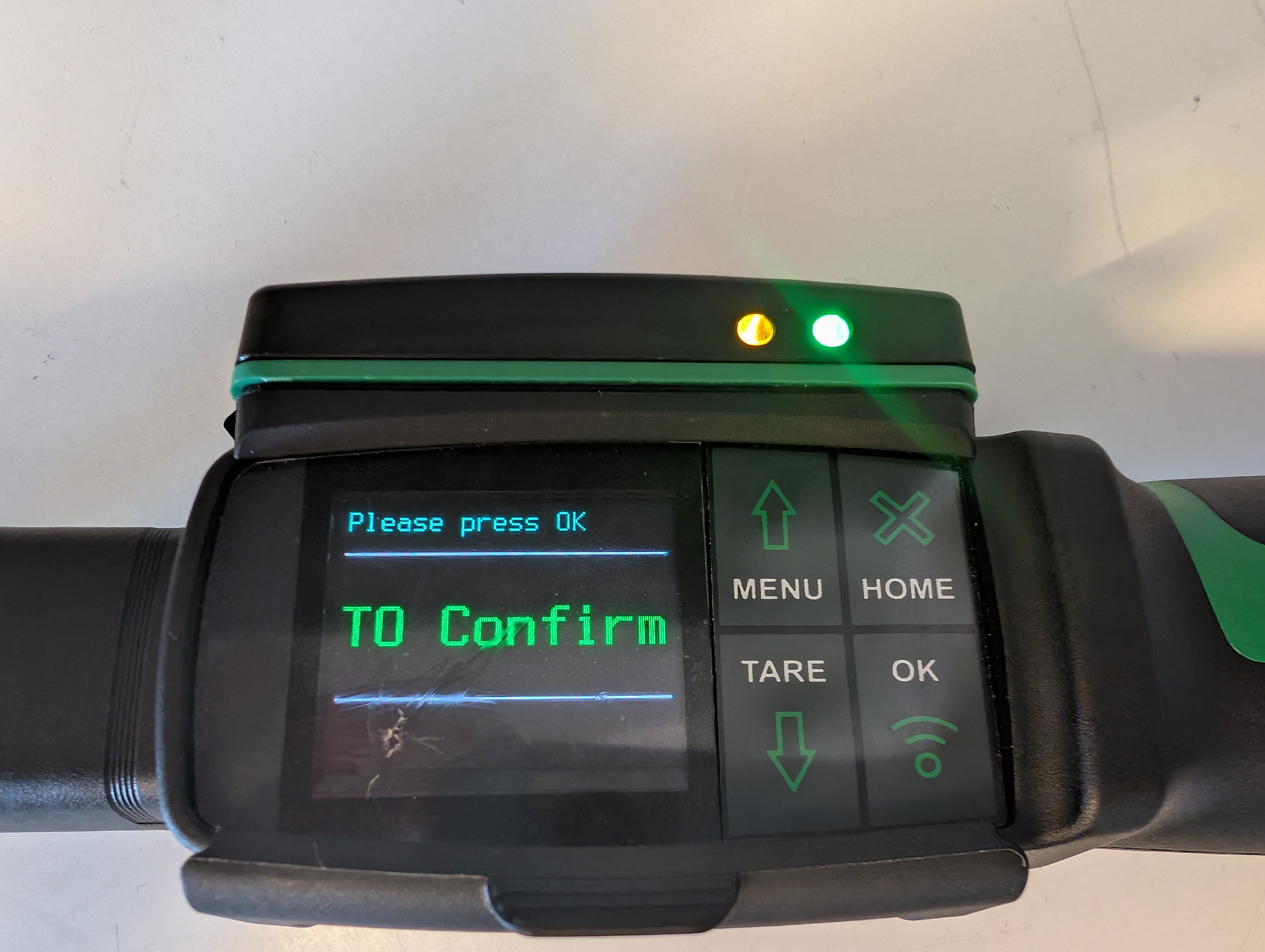 Text message displayed on tool